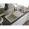 Mexen Leo granit sink single-bowl with drainer and kitchen faucet Savita, beige - 6501-69-672601-50