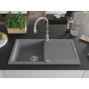 Mexen Leo 1-bowl granite sink with drainer and Savita kitchen faucet, gray - 6501-71-672601-00