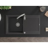 Mexen Leo granite sink 1-bowl with drainer and Savita kitchen faucet, speckled black - 6501-76-672601-00
