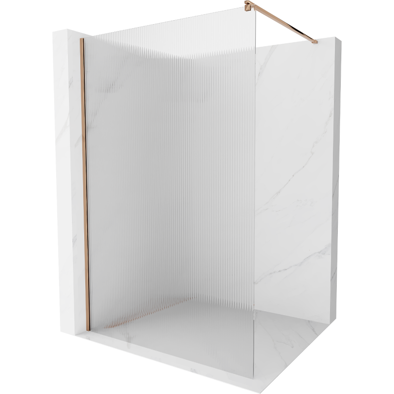 Mexen Kioto Walk-in Shower Wall 100 x 200 cm, 8 mm stripes, rose gold - 800-100-101-60-09