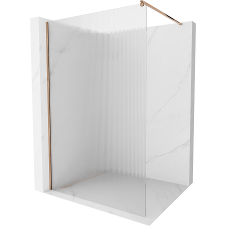 Mexen Kioto Walk-in Shower Wall 100 x 200 cm, 8 mm stripes, rose gold - 800-100-101-60-09