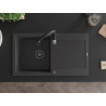 Mexen Leo 1-bowl granite kitchen sink with drainer and Savita kitchen faucet, speckled black - 6501-76-672601-70-B