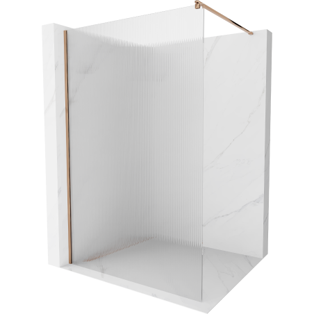 Mexen Kioto shower wall 140 x 200 cm, stripes 8 mm, rose gold - 800-140-101-60-09