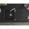 Mexen Leo granite kitchen sink 1-bowl with drainer and Savita kitchen faucet, black - 6501-77-672601-00