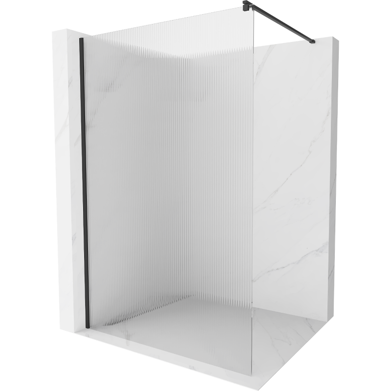 Mexen Kioto 110 x 200 cm shower wall, 8 mm stripes, black - 800-110-101-70-09
