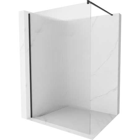 Mexen Kioto shower screen 140 x 200 cm, stripes 8 mm, black - 800-140-101-70-09
