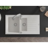 Mexen Matias 1.5-bowl Granite Sink with Drainer and Savita Kitchen Faucet, White - 6502-20-672601-00