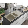 Mexen Matias granite sink 1.5-bowl with drainer and Savita kitchen faucet, beige - 6502-69-672601-00