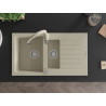 Mexen Matias granite sink 1.5-bowl with drainer and kitchen faucet Savita, beige - 6502-69-672601-69