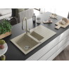 Mexen Matias granite sink 1.5-bowl with drainer and kitchen faucet Savita, beige - 6502-69-672601-69