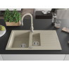 Mexen Matias granite sink 1.5-bowl with drainer and kitchen faucet Savita, beige - 6502-69-672601-69