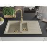 Mexen Matias 1.5-bowl granite sink with drainer and Savita kitchen faucet, beige - 6502-69-672601-50