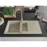 Mexen Matias granite sink 1.5-bowl with drainer and Savita kitchen tap, beige - 6502-69-672601-50