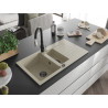 Mexen Matias granite sink 1.5-bowl with drainer and kitchen faucet Savita, beige - 6502-69-672601-70