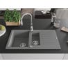 Mexen Matias granite sink 1.5-bowl with drainer and Savita kitchen tap, grey - 6502-71-672601-00