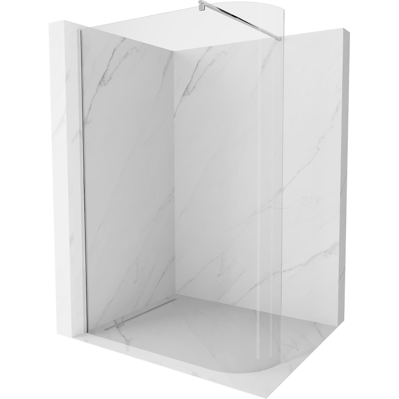 Mexen Kioto curved shower wall 80 x 200 cm, transparent 8 mm, Chrome - 800-080-101-01-06