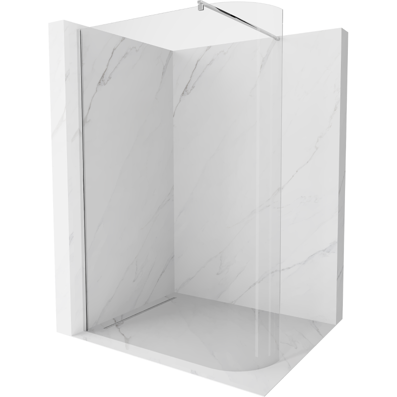 Mexen Kioto-R Rounded Walk-in Shower Screen 80 x 200 cm, Transparent 8 mm, Chrome - 800-080-101-01-06