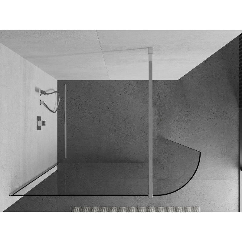Mexen Kioto-R Rounded Walk-in Shower Screen 80 x 200 cm, Transparent 8 mm, Chrome - 800-080-101-01-06