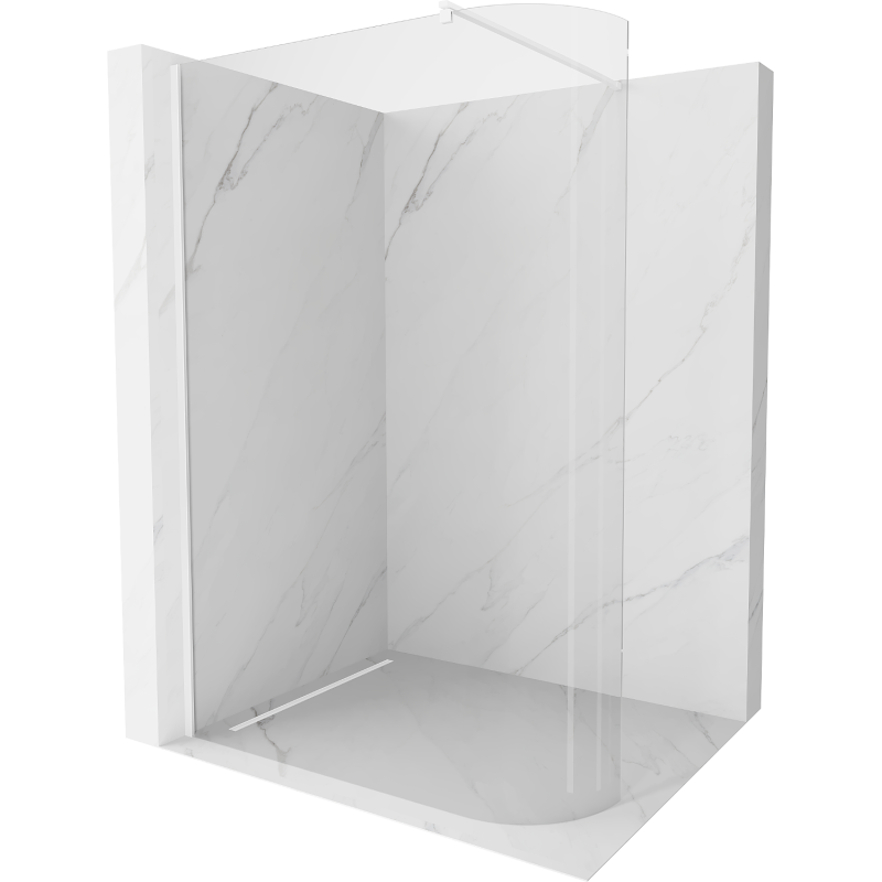 Mexen Kioto-R Rounded Walk-in Shower Screen 100 x 200 cm, Transparent 8 mm, White - 800-100-101-20-06