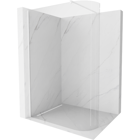 Mexen Kioto-R Rounded Walk-in Shower Screen 100 x 200 cm, Transparent 8 mm, White - 800-100-101-20-06
