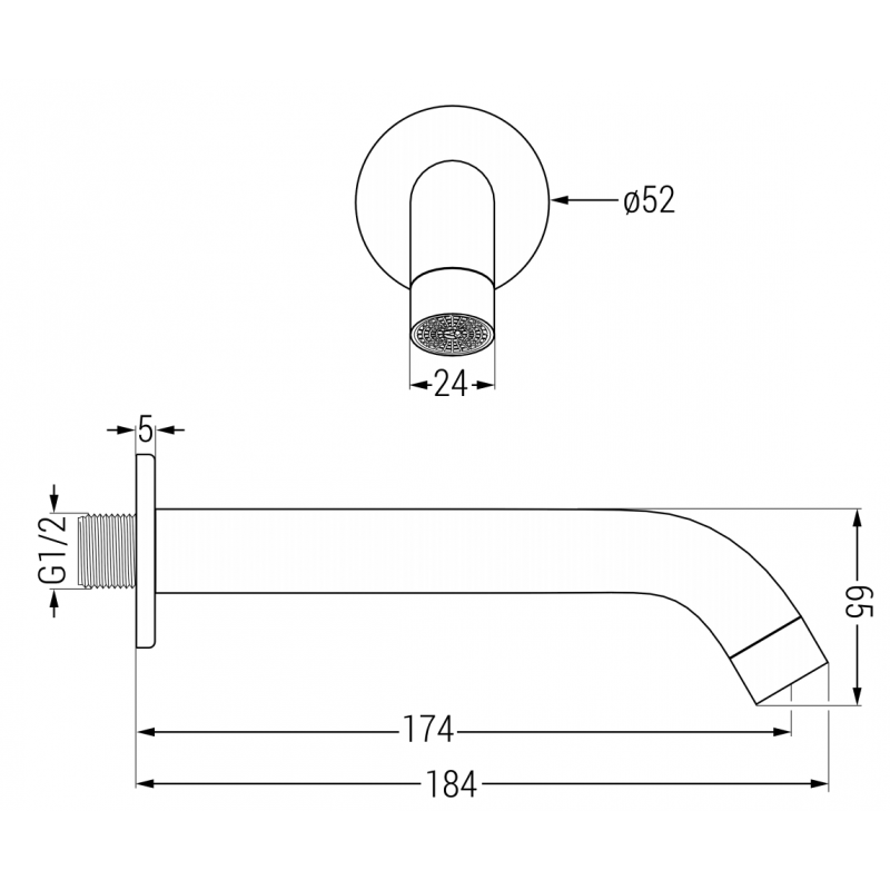 Mexen Kai wall-mounted bathtub spout, black - 79371-70