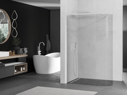 Mexen Kioto-R rounded Walk-in shower wall 150 x 200 cm, transparent 8 mm, white - 800-150-101-20-06