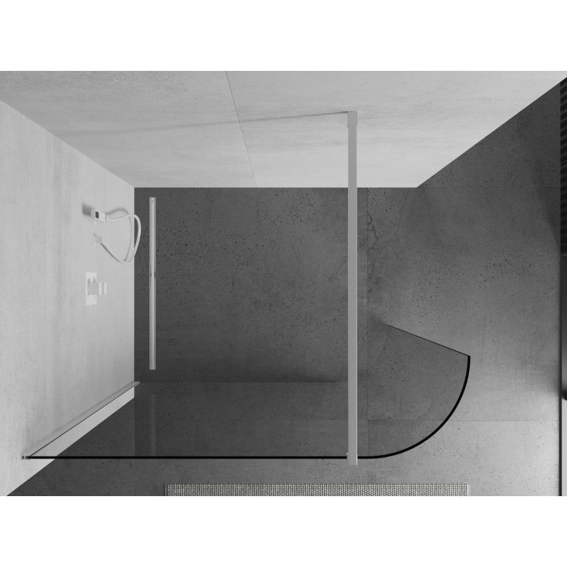 Mexen Kioto-R Rounded Walk-in Shower Wall 160 x 200 cm, Transparent 8 mm, White - 800-160-101-20-06