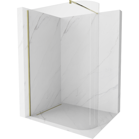 Mexen Kioto-R Rounded Walk-in Shower Wall 80 x 200 cm, Transparent 8 mm, Gold - 800-080-101-50-06