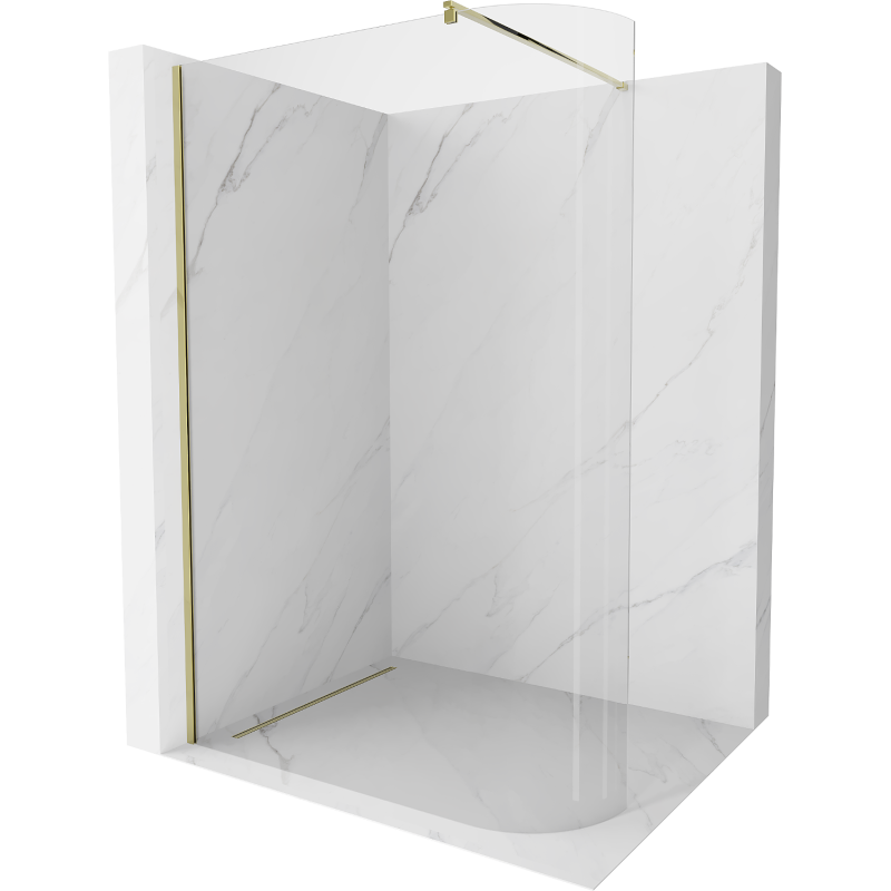 Mexen Kioto-R Rounded Walk-in Shower Panel 120 x 200 cm, Transparent 8 mm, Gold - 800-120-101-50-06