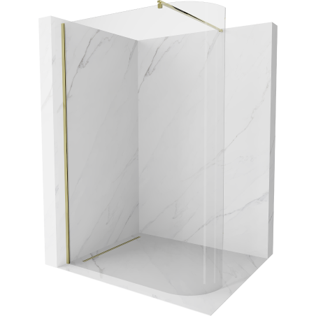 Mexen Kioto-R Rounded Walk-in Shower Panel 120 x 200 cm, Transparent 8 mm, Gold - 800-120-101-50-06