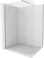 Mexen Kioto-R Rounded Walk-in Shower Wall 140 x 200 cm, Transparent 8 mm, Gold - 800-140-101-50-06