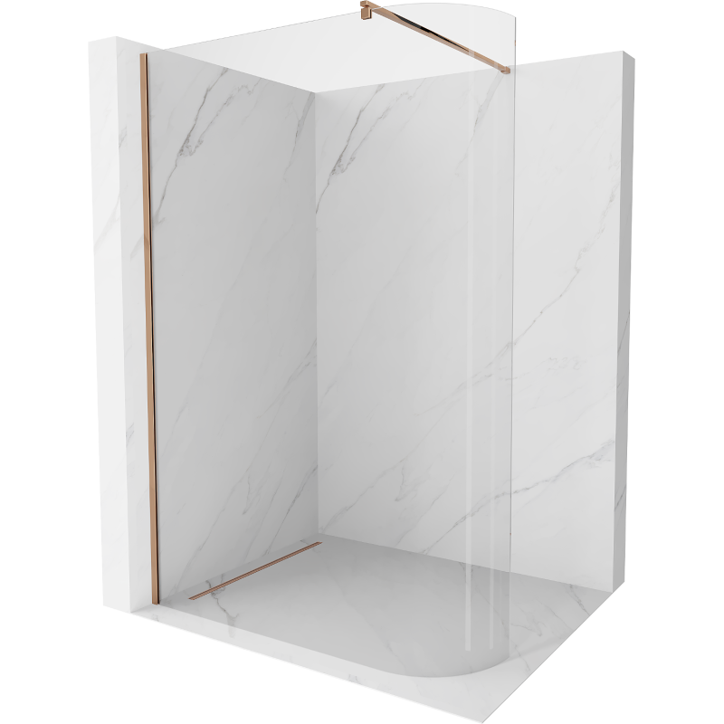 Mexen Kioto-R Rounded Walk-in Shower Wall 100 x 200 cm, Transparent 8 mm, Rose Gold - 800-100-101-60-06
