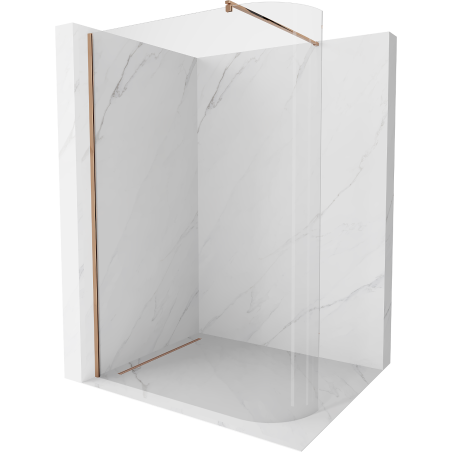 Mexen Kioto-R Rounded Walk-in Shower Wall 100 x 200 cm, Transparent 8 mm, Rose Gold - 800-100-101-60-06