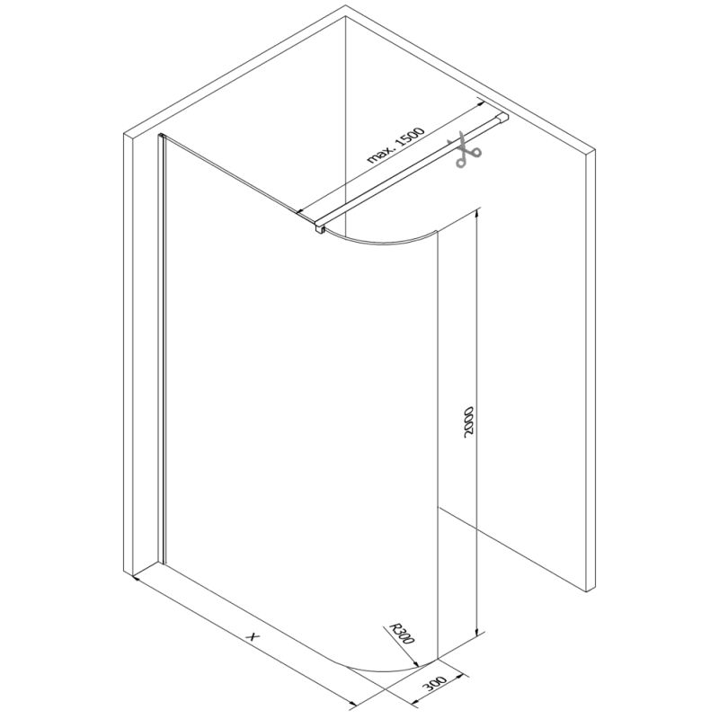 Mexen Kioto-R Rounded Walk-in Shower Wall 150 x 200 cm, Transparent 8 mm, Rose Gold - 800-150-101-60-06