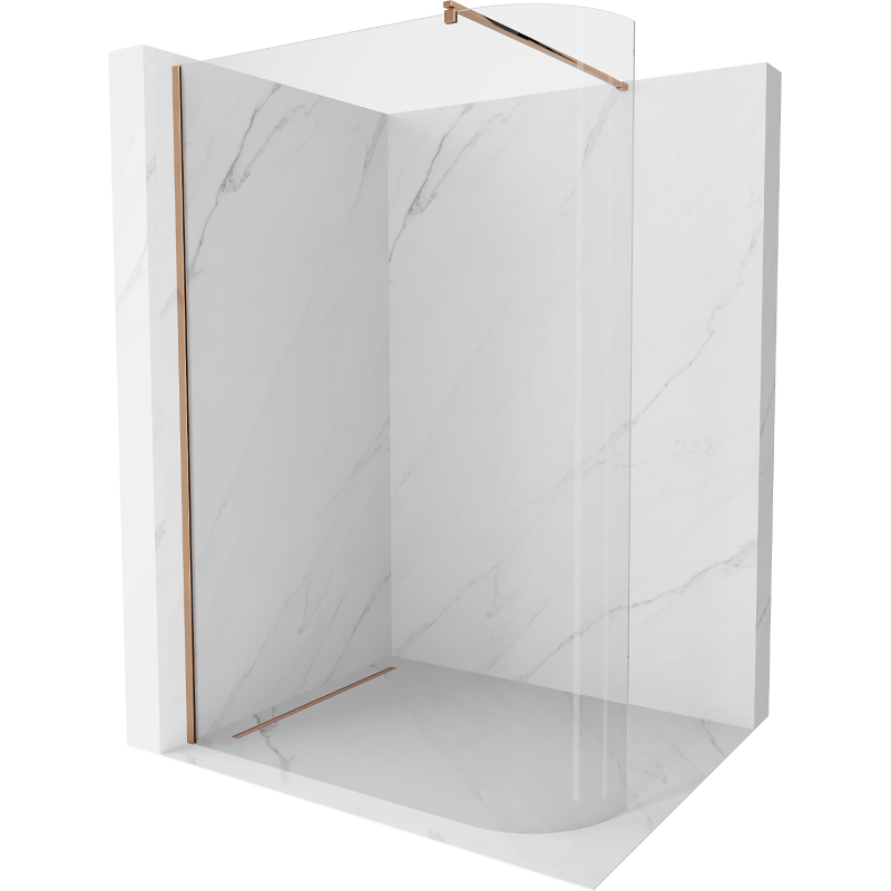 Mexen Kioto-R Rounded Walk-in Shower Wall 150 x 200 cm, Transparent 8 mm, Rose Gold - 800-150-101-60-06