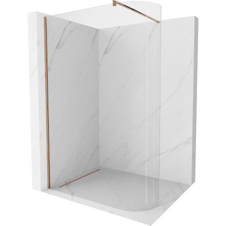 Mexen Kioto-R Rounded Walk-in Shower Wall 150 x 200 cm, Transparent 8 mm, Rose Gold - 800-150-101-60-06