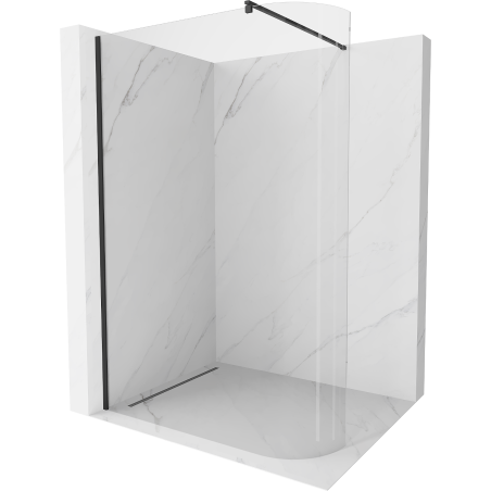 Mexen Kioto-R rounded shower wall Walk-in 120 x 200 cm, transparent 8 mm, black - 800-120-101-70-06