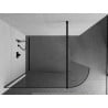 Mexen Kioto-R Rounded Walk-in Shower Wall 140 x 200 cm, Transparent 8 mm, Black - 800-140-101-70-06