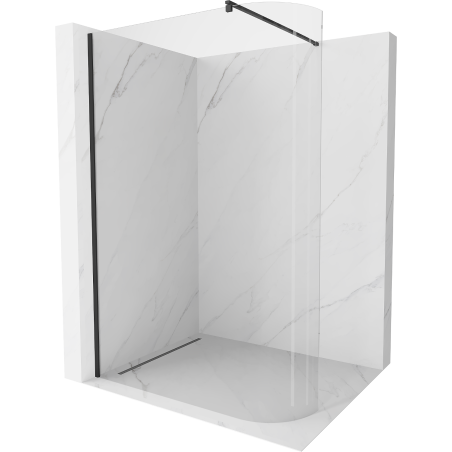 Mexen Kioto-R Rounded Shower Screen Walk-in 150 x 200 cm, Transparent 8 mm, Black - 800-150-101-70-06