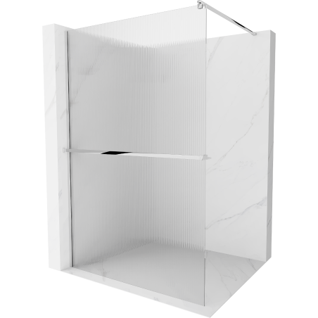 Mexen Kioto+ walk-in shower wall with shelf 70 x 200 cm, stripes, chrome - 800-070-121-01-09