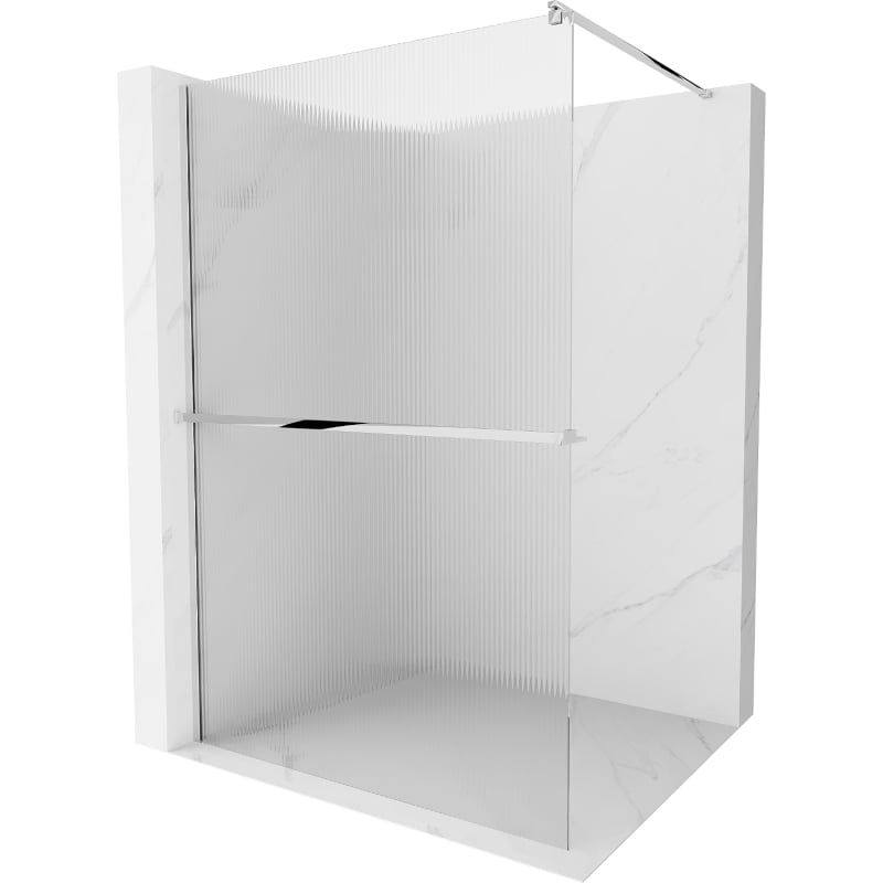 Mexen Kioto+ shower wall with shelf Walk-in 100 x 200 cm, stripes, chrome - 800-100-121-01-09