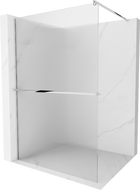 Mexen Kioto+ shower screen with a shelf and rail 110 x 200 cm, ribbed 8 mm, Chrome - 800-110-121-01-09