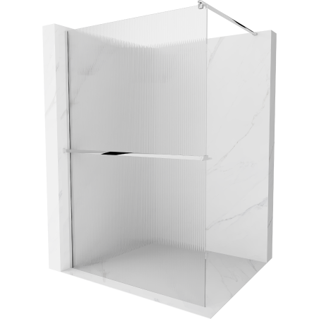Mexen Kioto+ shower wall with shelf Walk-in 140 x 200 cm, stripes, chrome - 800-140-121-01-09