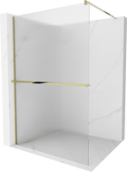 Mexen Kioto+ shower screen with a shelf and rail 120 x 200 cm, ribbed 8 mm, gold - 800-120-121-50-09