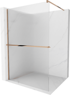 Mexen Kioto+ shower screen with a shelf and rail 110 x 200 cm, ribbed 8 mm, Rose gold - 800-110-121-60-09