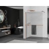 Mexen Kioto+ shower wall with shelf Walk-in 130 x 200 cm, ribbed, pink gold - 800-130-121-60-09