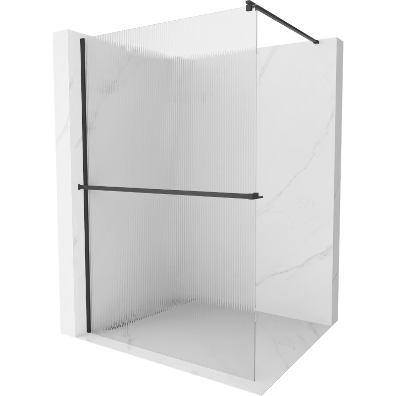 Mexen Kioto+ shower wall with shelf Walk-in 70 x 200 cm, stripes, black - 800-070-121-70-09