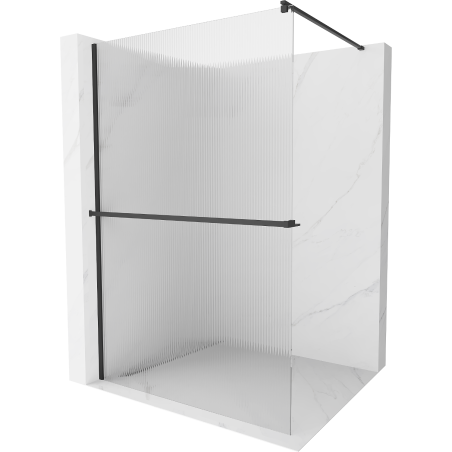 Mexen Kioto+ shower wall with shelf Walk-in 70 x 200 cm, stripes, black - 800-070-121-70-09