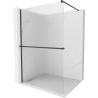 Mexen Kioto+ shower wall with shelf Walk-in 90 x 200 cm, stripes, black - 800-090-121-70-09