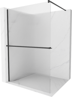 Mexen Kioto+ shower screen with a shelf and rail 90 x 200 cm, ribbed 8 mm, Black - 800-090-121-70-09